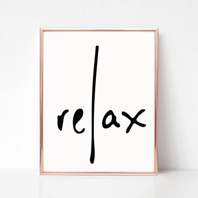Relax I Minimalist Wall Art with Rose Gold Frame